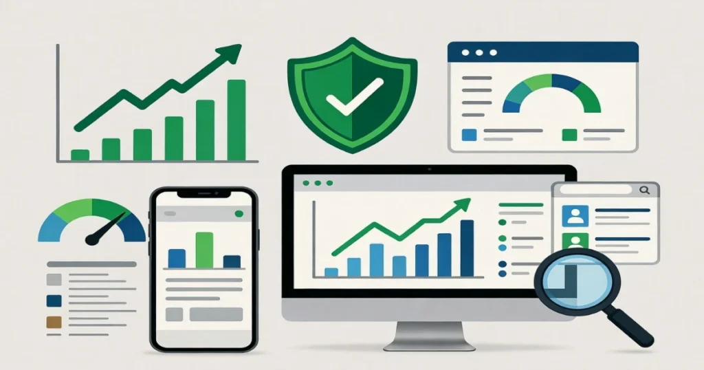 Website trust, performance metrics, and organic growth from SEO