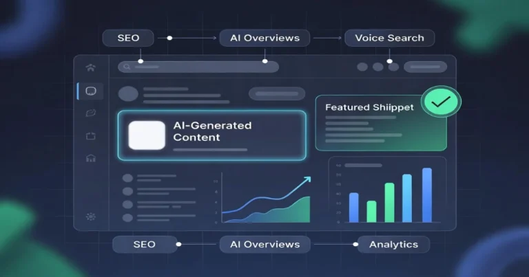 Search engine visibility strategies for 2025 showing SEO, AI search, and analytics