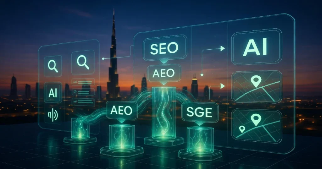 SEO vs AEO vs SGE: What Actually Gets You Traffic in 2026 (UAE Market Guide)