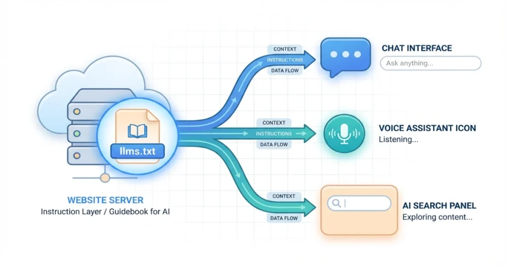 Diagram showing llms.txt file at website root directory