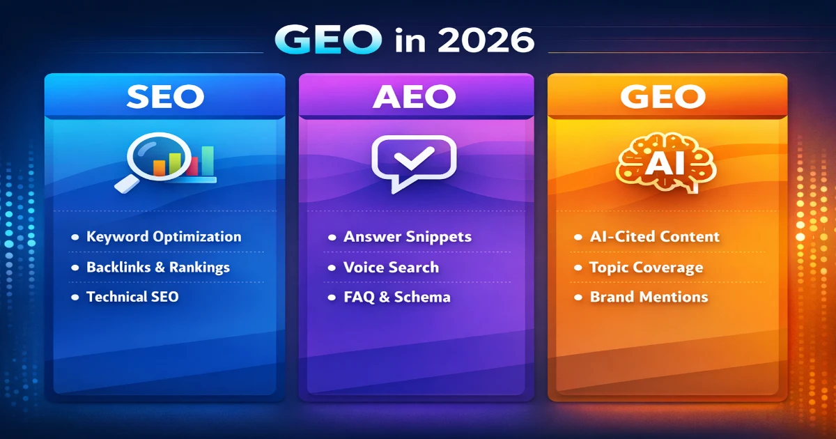 Generative Engine Optimisation vs. SEO & AEO: What Matters in 2026?
