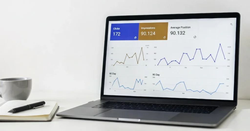 SEO case study showing organic growth trends in Google Search Console over 90 days