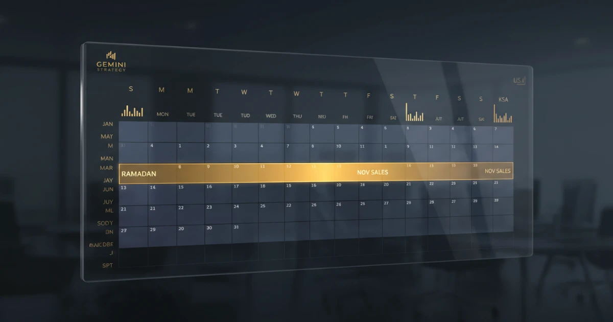 UAE and Saudi marketing peaks calendar highlighting Ramadan, Eid, November sales and payday cycles for demand planning