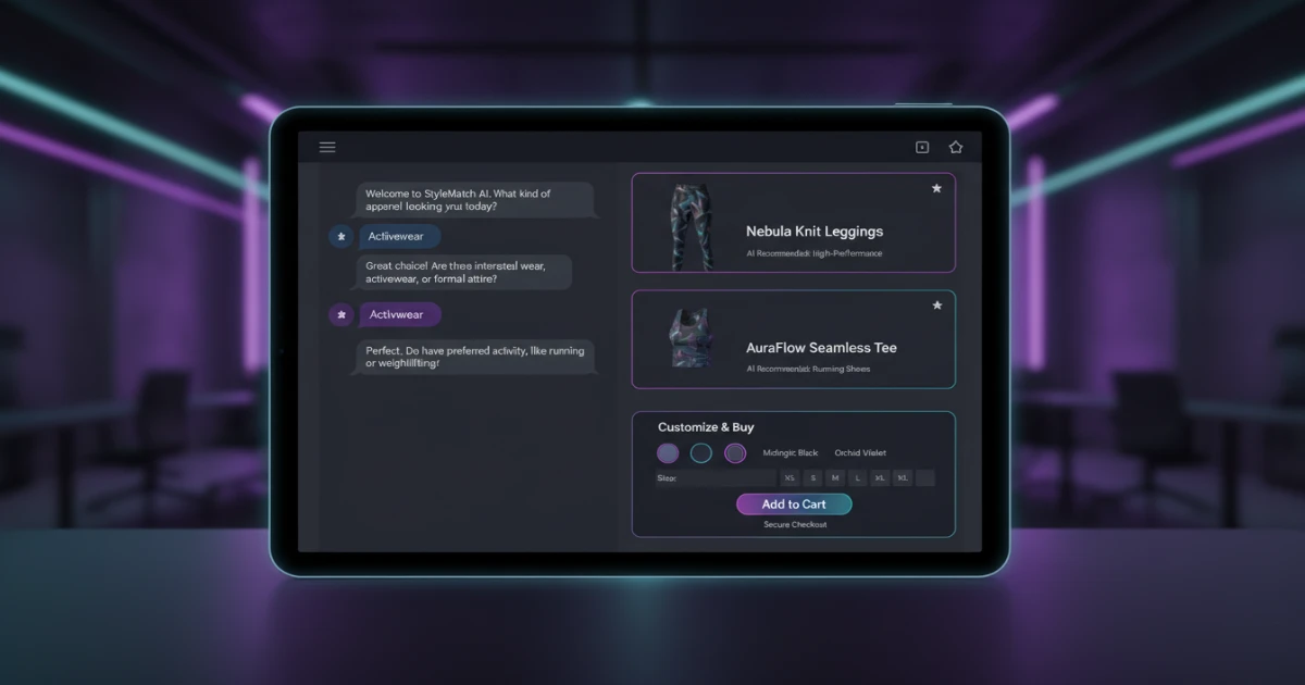 AI sales consultant chat flow asking qualifying questions and recommending products with add to cart and checkout CTA for UAE e-commerce