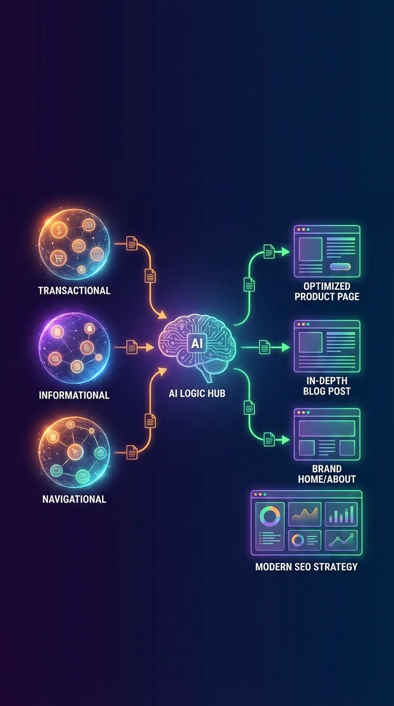Search intent mapping visual showing grouped UAE buyer queries into decision stages for better SEO targeting