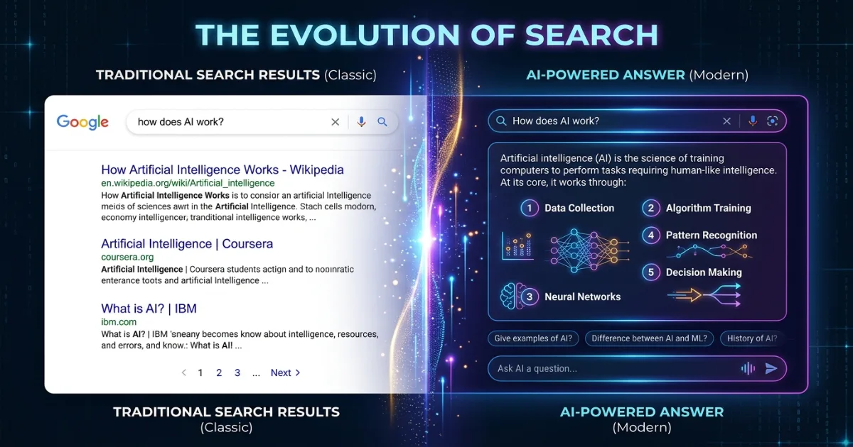 Evolution from traditional SEO to AI search and generative engine optimization in 2026