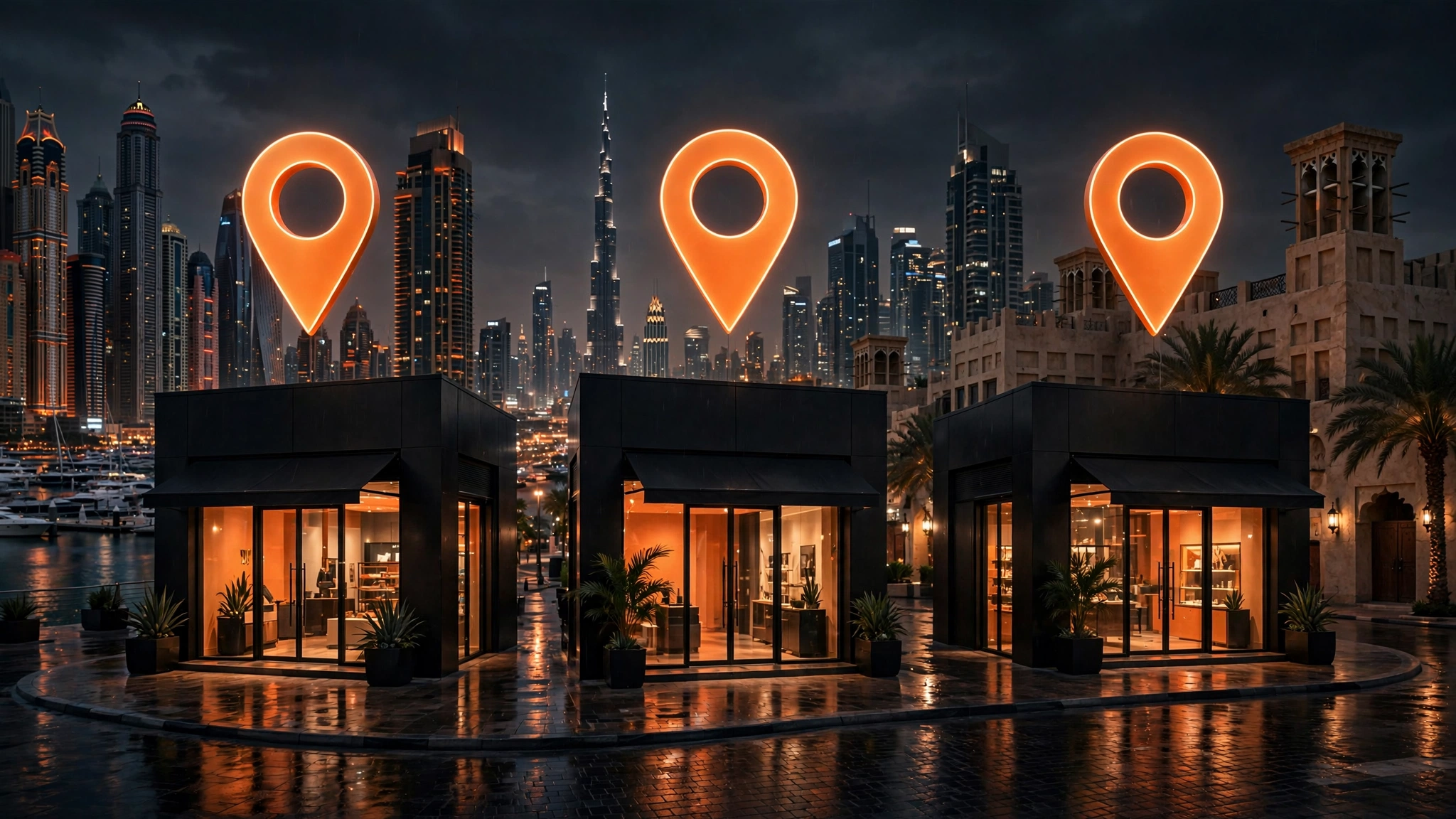Multi-location SEO in Dubai — franchise branches across the city, each with its own Google map pin and location page