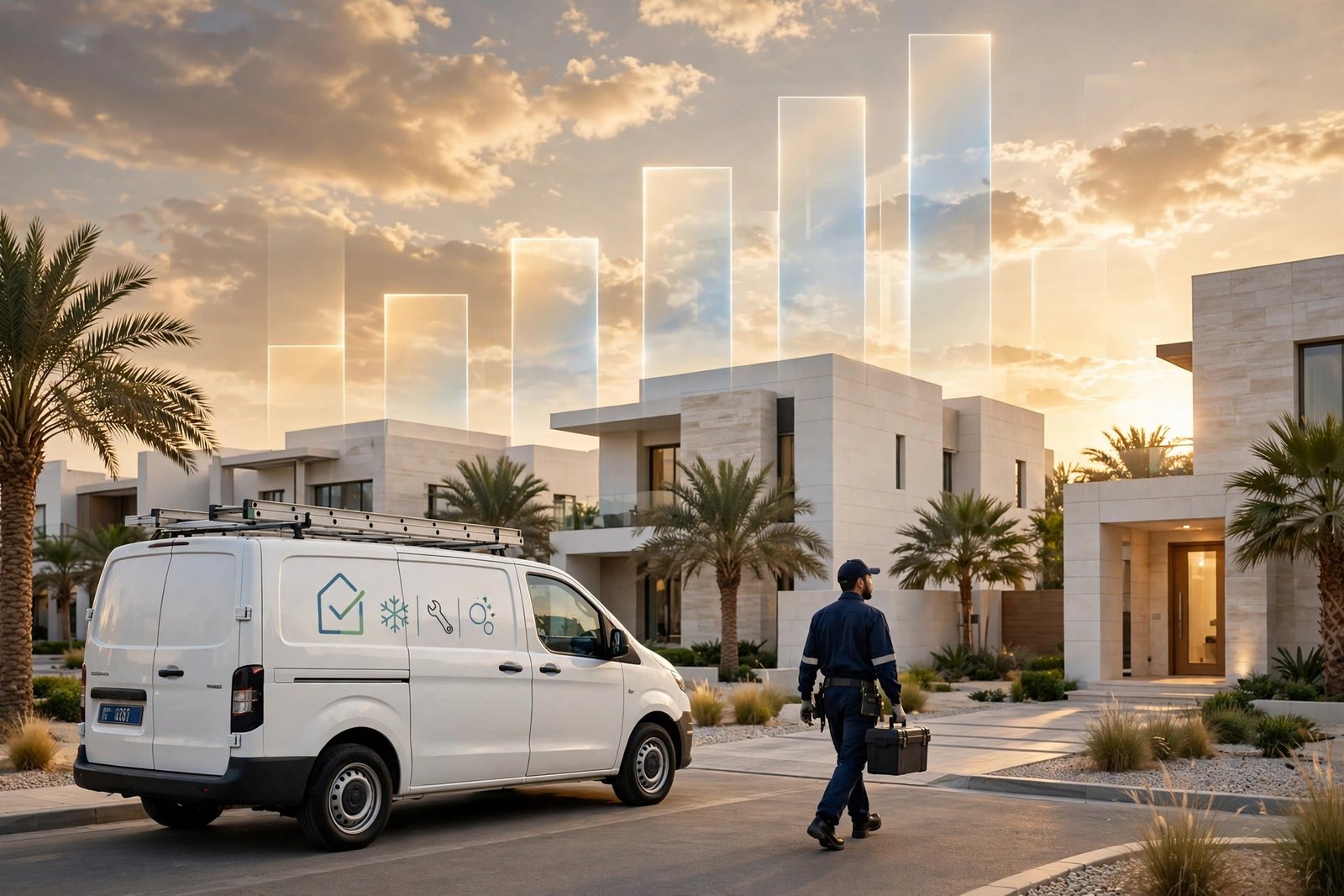 SEO for home services in Dubai — technician receiving booked jobs from Google search